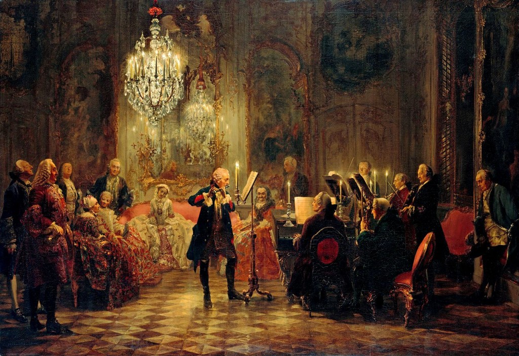 Flute Concert with Frederick the Great in Sanssouci, by Adolph Menzel, 1852