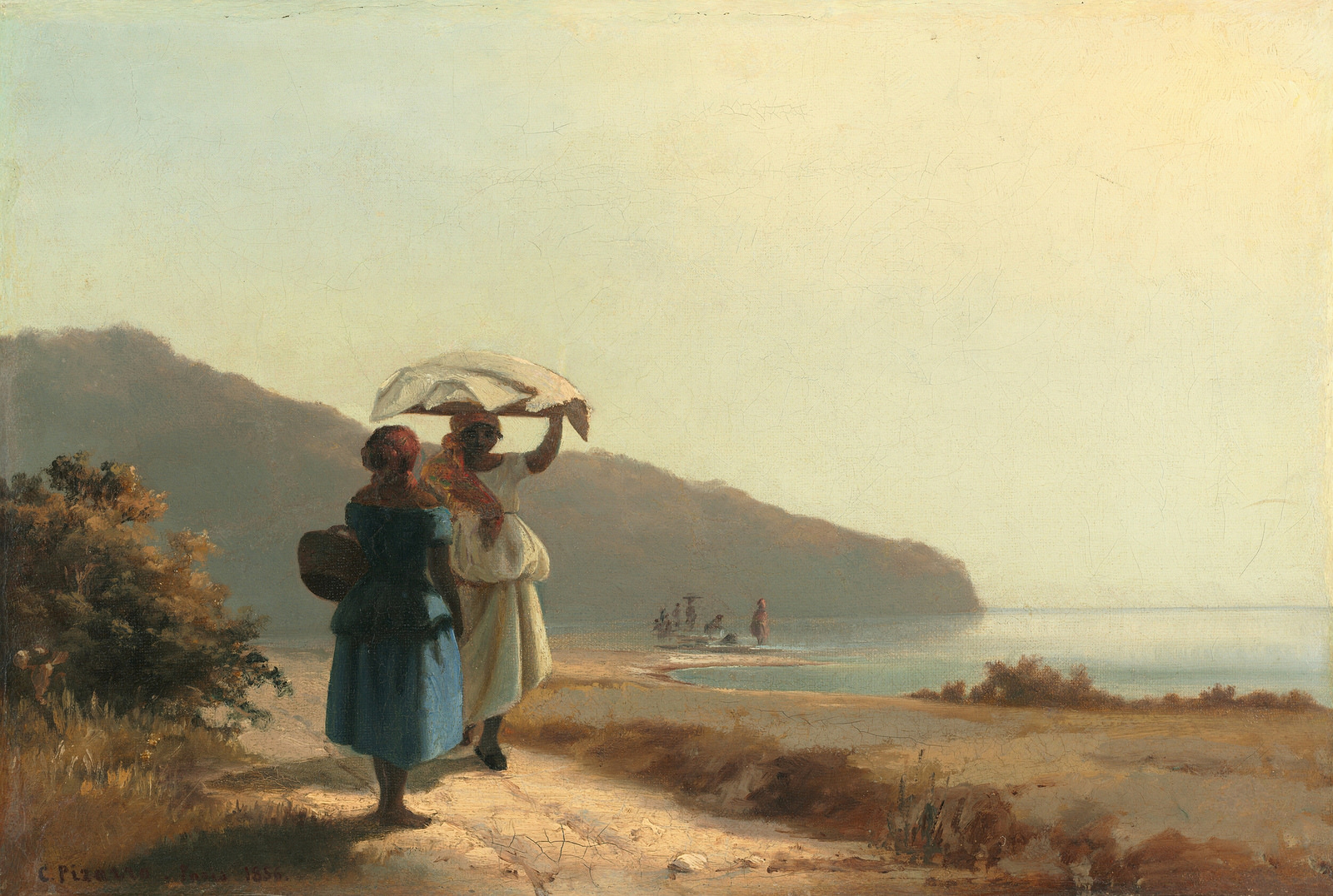 Camille Pissarro - Two Women Conversing by the Sea, 1856
