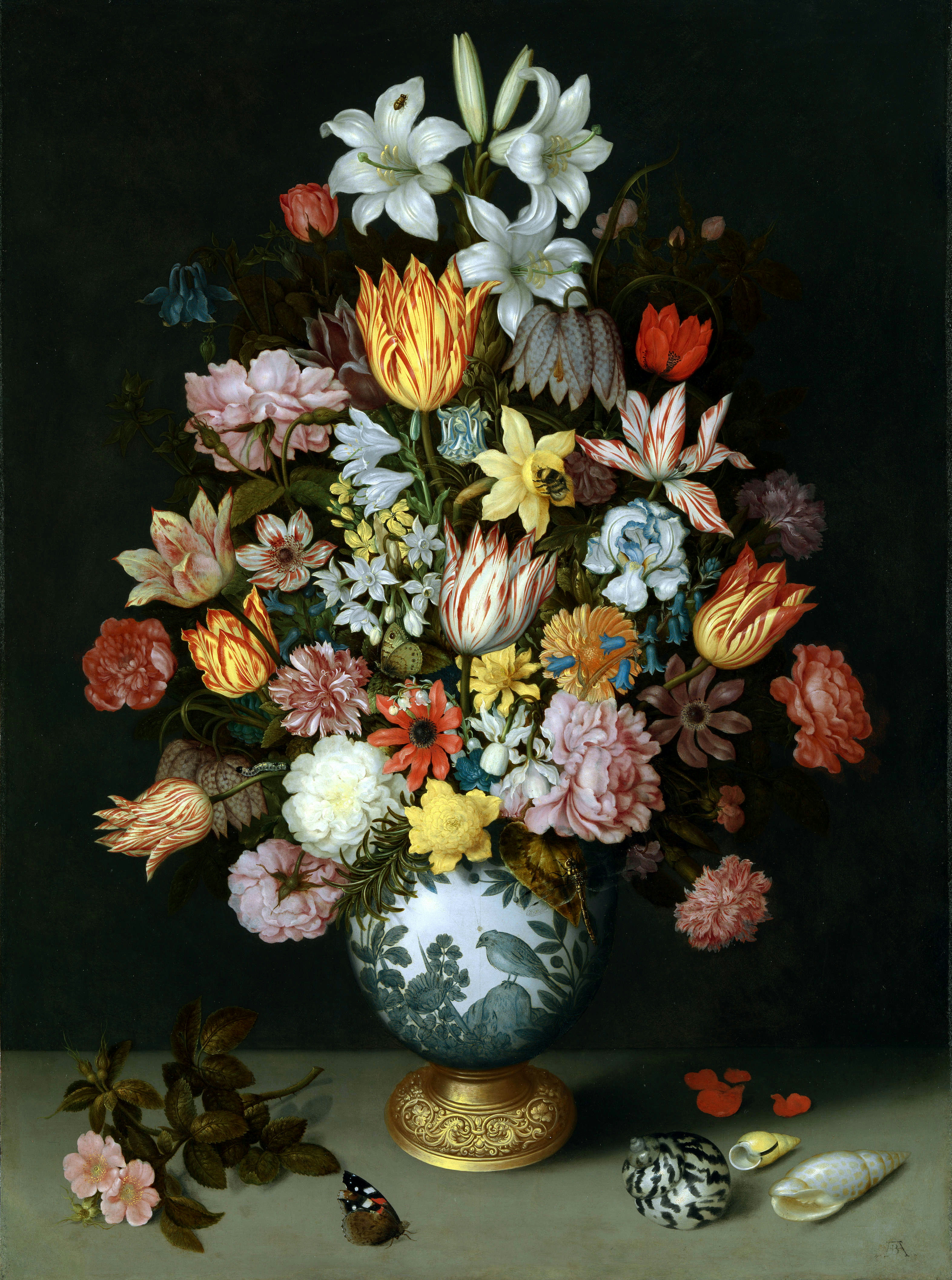 A Still Life of Flowers in a Wan-Li Vase, by Ambrosius Bosschaert the Elder, 1609