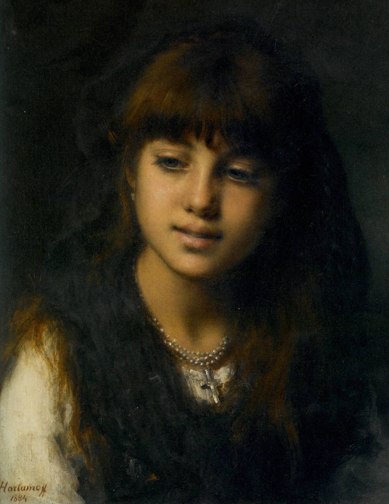 Portrait of a Young Girl, by Alexei Alexeievich Harlamoff, 1884