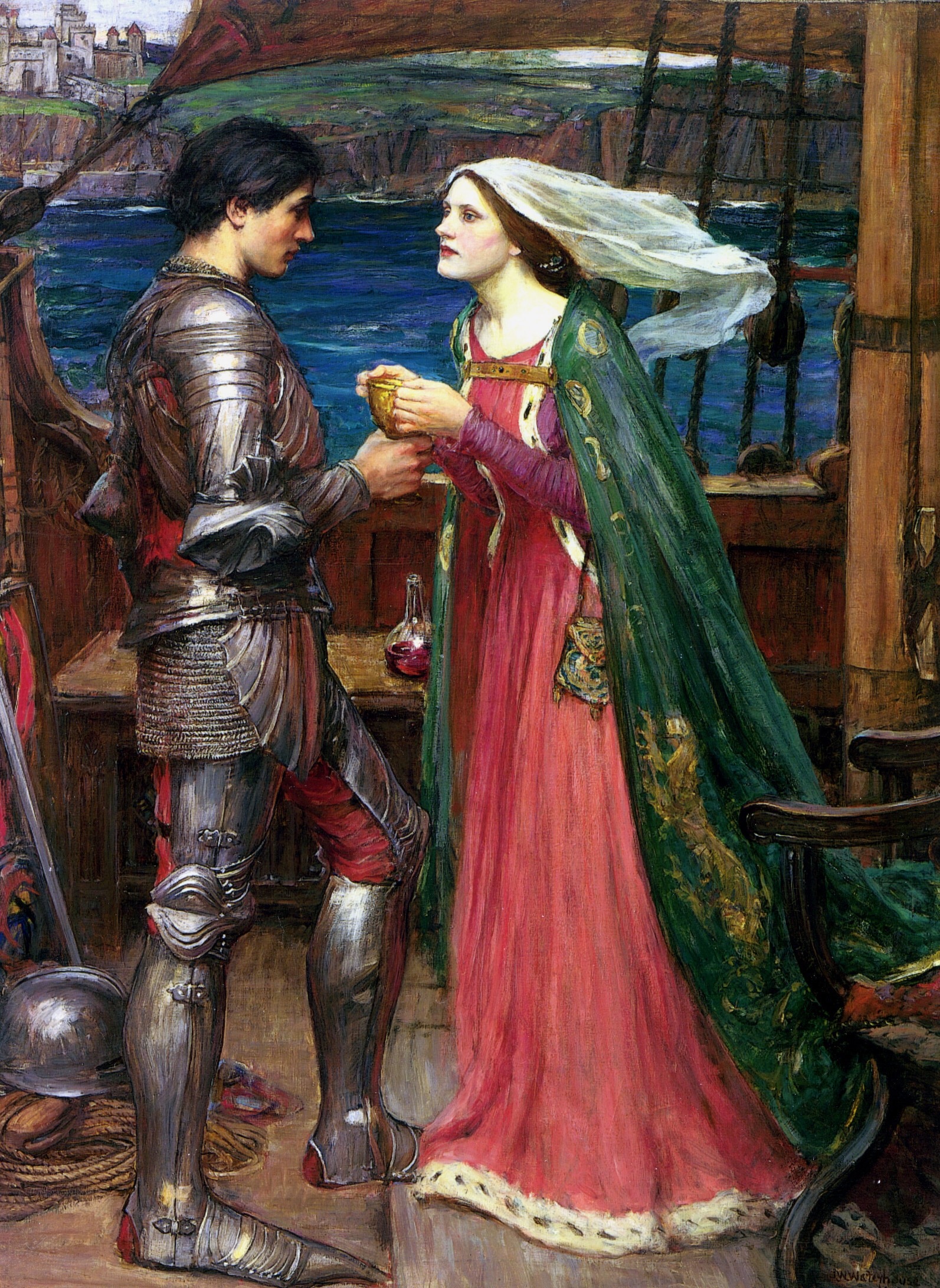 Tristran and Isolde, by John William Waterhouse, 1916, version 2
